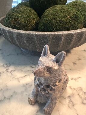 Hand-Carved Soapstone Wolf/Fox  Figurine in Weathered Gray